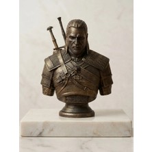 Lento Desing The Witcher Geralt Of Rivia Eskitme Bronz Görünümlü Büst - Dekoratif Oyuncu Masası Heykeli