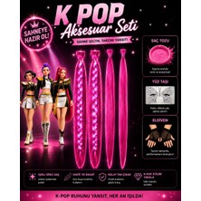 3b Kids Kpop Mira Seti+Pembeaksesuar Işıklı Peruk Saç +Pembe Simli Saç Tozu+Eldiven+Yüz ve Saçtaşı(Videolu)