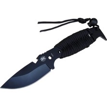 KSB Store Gear Assault 0238BK Kamp Bıçağı 22,5 cm - Siyah, Metal Ampampamp Ipli Sap
