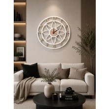 ZOE3tr Floral Style Beyaz-Gold Dekoratif Duvar Saati - Sessiz Mekanizma