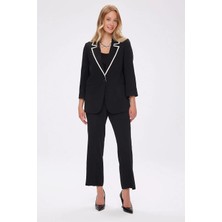 Faik Sönmez Renk Bloklu 3/4 Kol Blazer Ceket W27CKT013