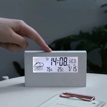 Micron Dijital Masa Saati – Alarm, Termometre, Nem Ölçer ve Takvim Özellikli LCD Masaüstü Saat