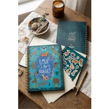 Be Online I Love Animal Collection Stickerlı Not Defteri - Sert Kapaklı A5 Defter 14X21 cm