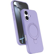Delixa iPhone 16 ile Uyumlu Regal Mgsafe Standlı Silikon Kapak Lila, Regal-Iphone 16