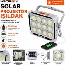 Micron Solar Projektör Işıldak Güneş Enerjili LED Kamp Lambası – Type-C Şarjlı IP66 Su Geçirmez