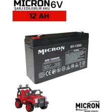 Micron Oyuncak Araba Aküsü(Pili, Bataryası 6V (Volt) 12AH (Amper) 2026 Üretim
