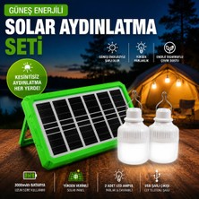 Micron Güneş Enerjili Solar Aydınlatma Seti– 2 LED Ampullü USB Çıkışlı Kamp Lambası