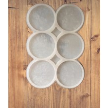 Elhobi 6'lı Yuvarlak Bardak Altlığı Silikon Kalıbı (9 cm Çap - 6 mm Derinlik) (İnci)