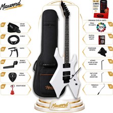 Maxword Gt-Line-Wh Profesyonel Warlock Kasa Hh Elektro Gitar Seti Beyaz
