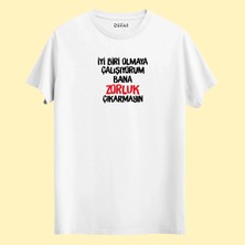 DEFAS Espirili BASKILAR-BEYAZ-%100 Pamuk-Regular-Bisiklet Yaka-Trend T-Shirt-Baskılı Tişört