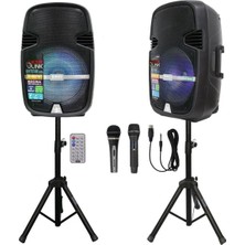 Delixa Profesyonel Pa Kabin Hoparlör 15" Bluetooth Taşınabilir Şarjlı Rgb Işıklı Karaoke Ses Sistemi 900W