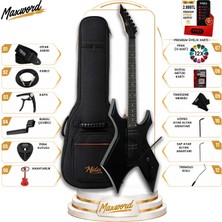 Maxword Gt-Line-Bk Profesyonel Warlock Kasa Hh Elektro Gitar Seti Siyah