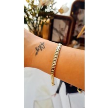 CM Jewelry 14K Altın Kaplama Klasik Zincir Form Gold Bileklik