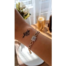 Xuping Jewelry 14K Altın Kaplama Taş Detaylı Minimal Zincir Bileklik