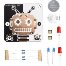 Devre Dünyası Dc 3V Mavi Kırmızı Işık Ledli Robot Yüz Kendin Yap Hobi Devresi Dıy Lehimleme Kiti Demonte(Montesiz)