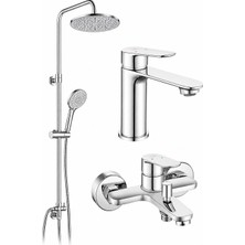 Eca Ar Fast Banyo Bataryası + Fast Lavabo Bataryası + Tuna Duş Kolonu Kombin Seti | 5 Yıl Garantili