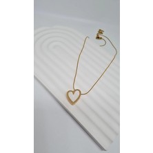 Stainles Steel Çelik Rose Görünümlü Kalp Kolye