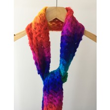 Mora Knit Atkı El Örgüsü Çok Renkli Hafif Atkı