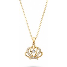Serelya 316L Çelik Zincir Gold Renk Crown Model Kolye