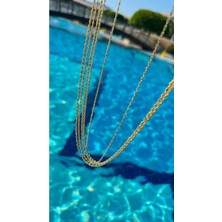 CM Jewelry Gold Burgulu Zincir Kolye 45 cm Ince Minimal Çelik Kolye Suya Dayanıklı