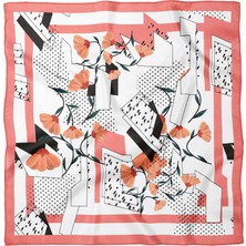 Sultan İpek Geometrik Çiçek Desenli Fular/ Bandana 70X70CM