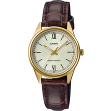 LTP-V005GL-9BUDF Casio Kadın Analog Kol Saati – Deri Kordonlu, Çelik Kasalı, 3 ATM Su Geçirmez, Mineral Camlı Şık Model