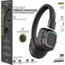 Sarftech Katlanabilir Kablosuz Kulak Üstü Kulaklık - Bluetooth 6.0, Tf Kart ve Aux Girişli, Rgb Işıklı, Gürültü Azaltma Özellikli Mikrofonlu Kulaklık