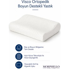 Morphello Ortopedik Boyun Destekli Visco Yastık 60X40 cm – Orta Sert, Yıkanabilir Kılıflı Ergonomik Yastık