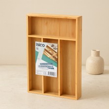 Hsc Bilişim Bambu Çekmece Kaşıklık 22.4X33 cm - 4 Bölmeli Çok Amaçlı Organizer
