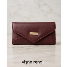 RSB Bijuteri Kadın Cüzdanı Koyu Bej ,bej, Vişne ve Kırmızı Renk, Çıtçıtlı , Kapaklı, Bozuk Para Gözlü,kartlık Bölmeli