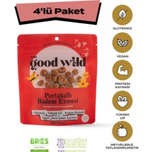 The Good Wild Portakallı Badem Ezmesi | Glutensiz Vegan Atıştırmalık | Ilave Şekersiz | Hurma Püresi | 4X55 gr