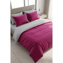Laliva Premium Akfil Poplin Kumaş %100 Organik Pamuk- Çift Kişilik Nevresim Takımı -Vişne*gri