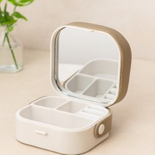 Hsc Bilişim Aynalı Makyaj ve Takı Organizer Çanta 9X9X3.7 cm - 4 Bölmeli