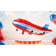 Parti Dükkanı Kırmızı Uçak Şekilli Folyo Balon 79X48 cm Helyum Uyumlu Doğum Günü Parti Balonu Uçak Temalı Parti Süsü