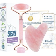 Hsc Bilişim Seay Pembe Kuvars Quartz Face Roller & Guasha Yüz Masaj Aleti Takımı Masaj Taşı Doğaltaş Premium