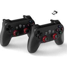 Hsc Bilişim Çift Josystick 2.4g Kablosuz Oyun Kolu Pc Uyumlu Pilli Joystick Wireless Gamepad USB Dong
