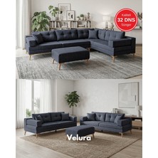 Velura Home & Living Zeri Yataklı Puzzle Modüler Köşe Koltuk Takımı & Köşe Takımı - Koyu Mavi - 118