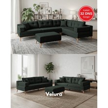 Velura Home & Living Zeri Yataklı Puzzle Modüler Köşe Koltuk Takımı & Köşe Takımı - Koyu Yeşil - 126