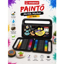 Stabilo 791/24 Paınto 24 Renk Akrilik Marker Seti Su Bazlı Çok Yüzeyli Boya Kalemi Çantalı