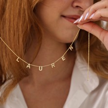 Hom Silver Jewelry 925 Ayar Gümüş Kişiye Özel Isimli Harf Tasarımlı Kadın Kolye HSJ0244