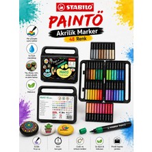 Stabilo 791/48 Paınto 48 Renk Akrilik Marker Seti Su Bazlı Çok Yüzeyli Boya Kalemi Çantalı