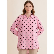 Trend Butik Burada Kadın Puantiyeli Oversize Gömlek