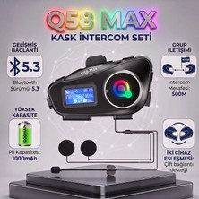 Always Q58 Max 500M Telsiz Mesafeli Motosiklet Kaskı Interkom Çift Sürücü Iletişimi Mp3 Fm Radyo