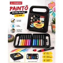 Stabilo 791/12 Paınto 12 Renk Akrilik Marker Seti Su Bazlı Çok Yüzeyli Boya Kalemi Çantalı