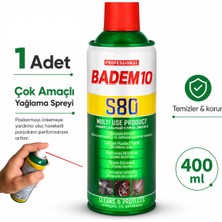 Badem10 Çok Amaçlı Yağlama Sprey 400 ml Temizleme Pas Korozyon Koruyucu Sürtünme Azaltıcı Bakım Yağ Spreyi