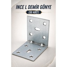 Nzb (50 Adet) L Demir Gönye 40X50X50 mm Mobilya Raf Dolap Sabitleme Köşebent Dayanıklı Bağlantı Aparatı