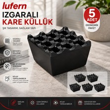 Lufern 5 Adet Izgaralı Kare Küllük Bakalit Plastik Siyah Ev Iş Yeri Kafe Restoran Kül Izmarit Bahçe