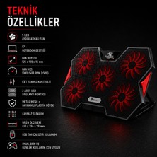 Dexim 5 Büyük Fanlı ''10'-17'' 2x USB Ledli Gaming Notebook Laptop Soğutucu Stand  - DNA004