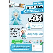 Msticker Okul Etiketi Kalem Defter Isimli Etiket Isim Yazılabilen Elsa2 - 190 Adet Özel Tasarım Etiket