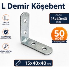 Nzb (50 Adet) L Demir Köşebent 15X40X40 mm Oval Başlı Metal Köşe Birleştirme Bağlantı Elemanı